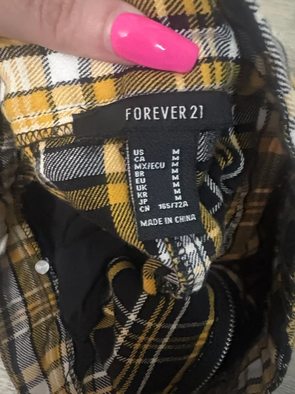 Forever 21 Yellow Black Plaid Mini Skirt with Front Zip - Picture 2 of 3